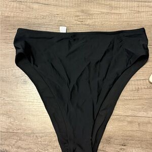 Aerie Black High-Cut Cheeky Bikini Bottom